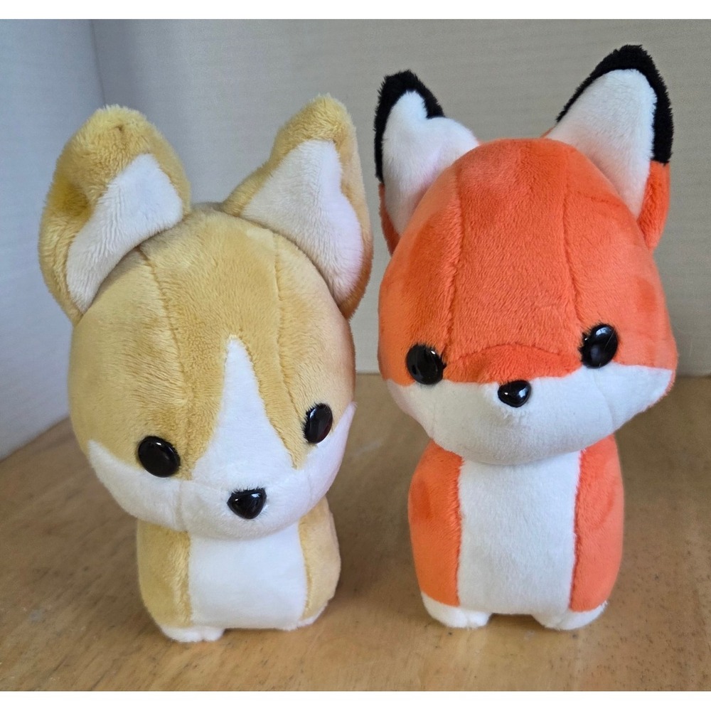Bellzi Mini Plush Lot Foxxi Fox & Corgi Dog Stuffed Animal Kawaii Toys Set